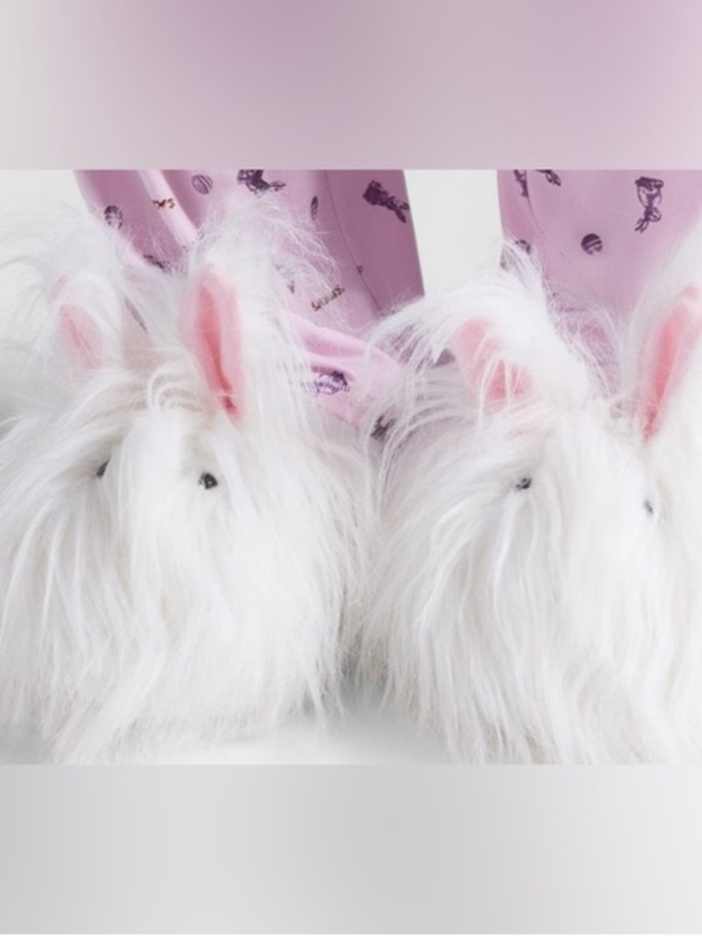 Skims Plush White Bunny Slippers with Pink Ears fits sizes 9-11 women’s